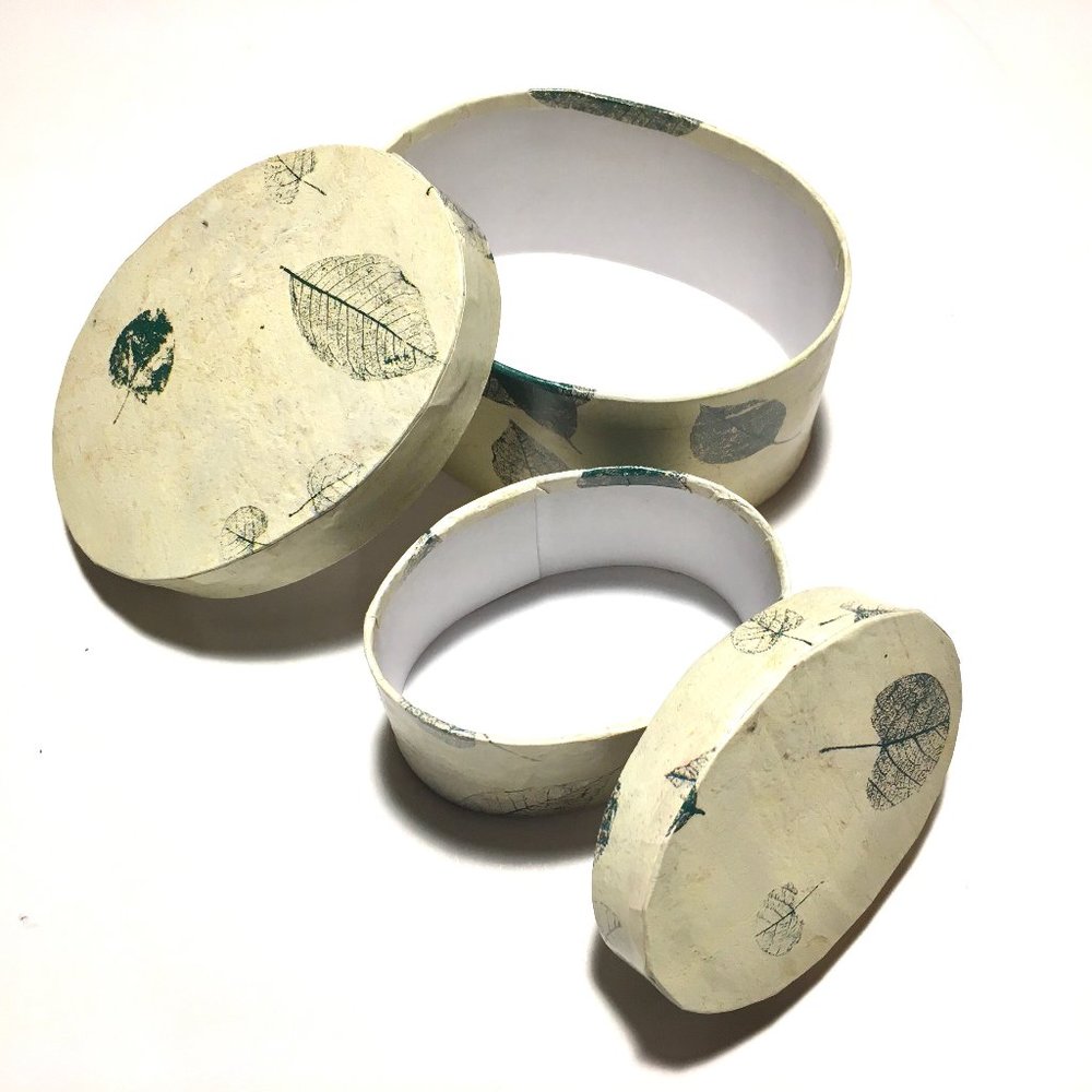 2 Handmade Paper Nesting Boxes with Matching Lids